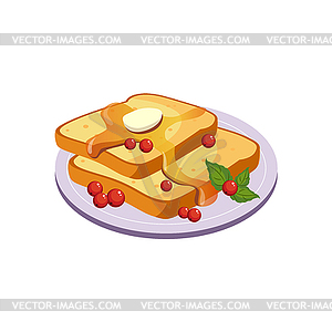 Toasts With Butter Breakfast Food Element Icon - vector image