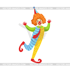 Colorful Friendly Clown With Tie In Classic Outfit - vector clipart