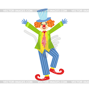 Colorful Friendly Clown With Curled Shoes In Classi - vector clipart