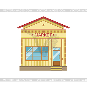 Market Commercial Building Facade Design - vector image