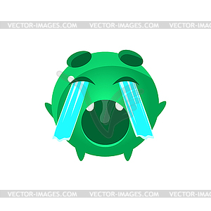 Crying Out Loud Round Character Emoji - vector clip art