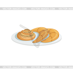 French Pastry European Cuisine Food Menu Item - vector image