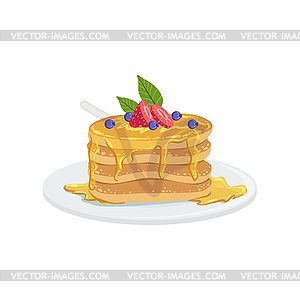 Pancakes European Cuisine Food Menu Item Detailed - vector clipart