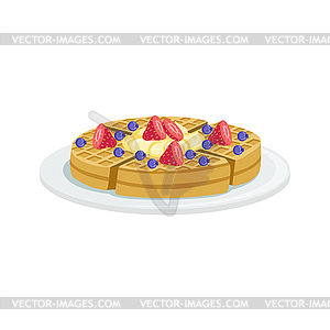 Belgium Waffle European Cuisine Food Menu Item - vector clip art