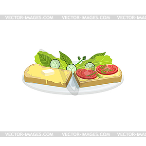 Bruschetta European Cuisine Food Menu Item Detailed - vector clip art