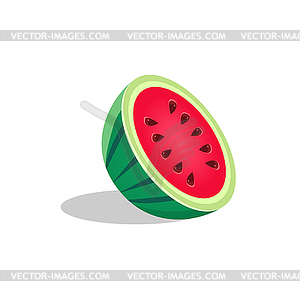Watermelon Fruit Cut In Half Bright Icon - vector image
