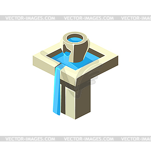 Two-Level Fountain Isometric Garden Landscaping - vector image