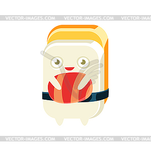 Geisha Funny Maki Sushi Character - stock vector clipart