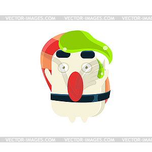 Funny Maki Sushi Character With Wasabi Drop On Head - vector image
