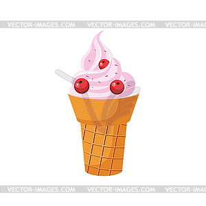 Soft Serve Ice-Cream In Cone, Milk Based Product - vector image