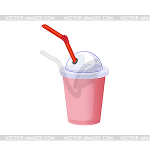 Молочный коктейль в пластиковых стаканов, на основе молока Иконка продукта - векторный эскиз