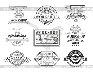 Best Wood Workshop Set Of Black And White Emblems - vector image