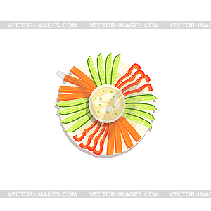 Vegetable Sticks And Hummus Classic Christmas Symbo - vector clipart