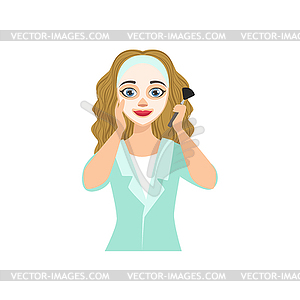 Woman Applying Mask Home Spa Treatment Procedure - vector clip art