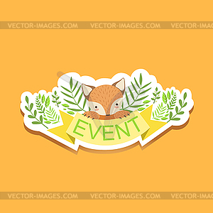 Event Template Label Cute Sticker With Fox And - vector image