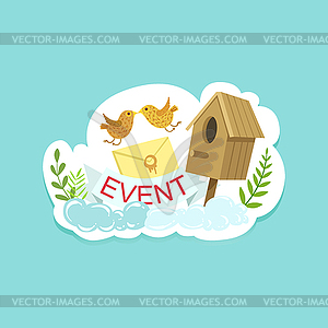 Event Template Label Cute Sticker With Birds And - vector image