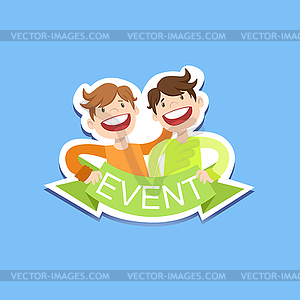 Event Template Label Cute Sticker With Smiling - vector clipart