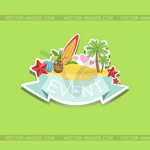 Surfing Event Template Label Cute Sticker - vector clipart