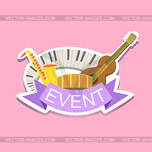 Jazz Concert Event Template Label Cute Sticker - vector clipart