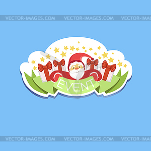 Event Template Label Cute Sticker With Santa Claus - vector clip art