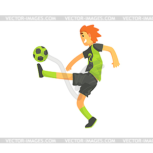 Football Player Kicking Ball - vector clipart