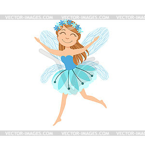 Cute Fairy With Chaplet Girly Cartoon Character - vector clip art