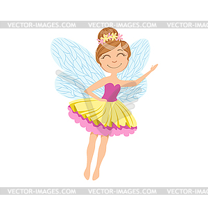 Cute Fairy In Layered Tutu Girly Cartoon Character - royalty-free vector clipart