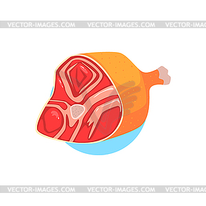 Ham Farm Product Colorful Sticker - vector image