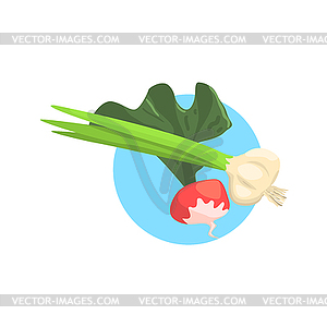 Onion And Radish Farm Product Colorful Sticker - vector clip art