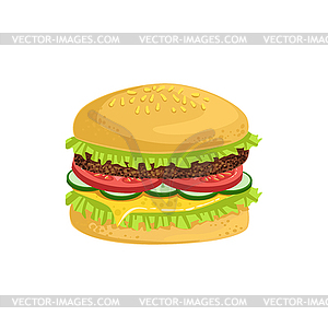 Burger Street Food Menu Item Realistic Detailed - royalty-free vector clipart