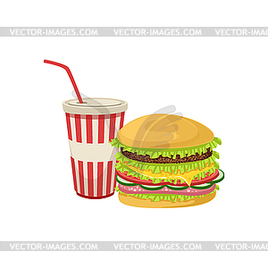 Burger Combo Street Food Menu Item Realistic - vector image