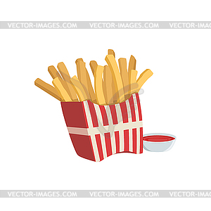 French Fries And Ketchup Street Food Menu Item - vector clipart