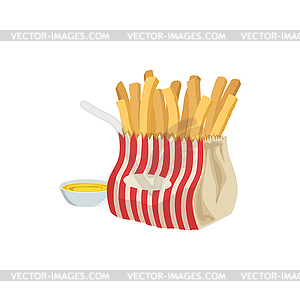 Fries With Sauce Street Food Menu Item Realistic - vector clip art