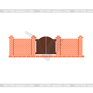 Brick Fence Design Element Template With Gates - vector image