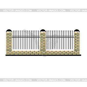 Stone Fence Design Element Template With Metal Grid - vector clipart