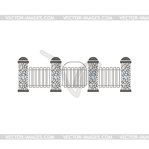 Pillars And Grid Fence Design Element Template - vector clipart / vector image
