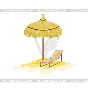 Umbrella And Sunbed Hawaiian Vacation Classic Symbol - vector clipart