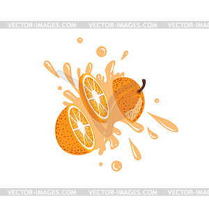 Оранжевый Cut В Air Брызг сок - стоковый векторный клипарт