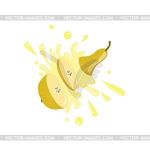 Pear Cut In Air Splashing Juice - vector image