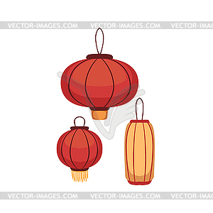 Paper Lanterns Japanese Culture Symbol - vector image