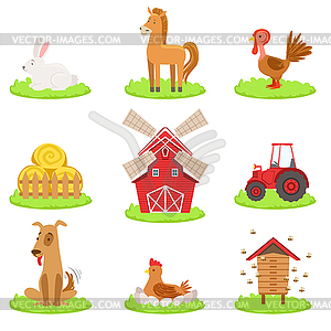 Farm Associated Animals And Objects Collection - vector clipart