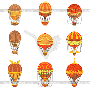 Vintage Hot Air Balloons Set - vector image