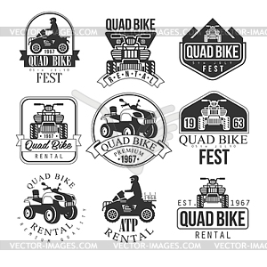 Quad Bike Rental Service Black And White Emblems - vector clipart