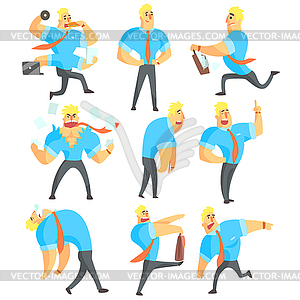 Office Worker Different Work Activities Set Of - vector clipart