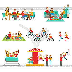 Happy Family Having Good Time Together Set Of s - vector image