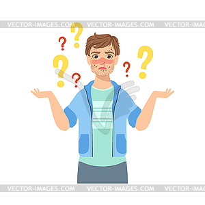 Guy With Problematic Skin Looking For Skin Treatmen - vector clipart