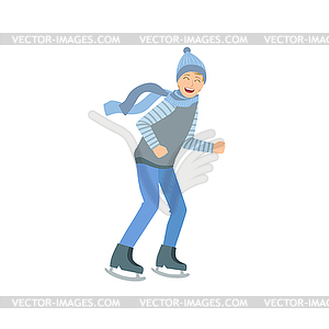 Guy in Blue Outfit Winter Sports - vector clipart