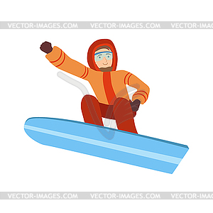 Guy Snowboarding Winter Sports - color vector clipart