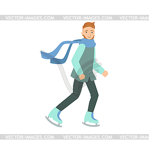 Man Ice Skating Winter Sports - vector image