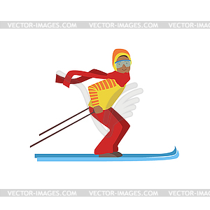 Guy On Mountain Skis Winter Sports - vector image